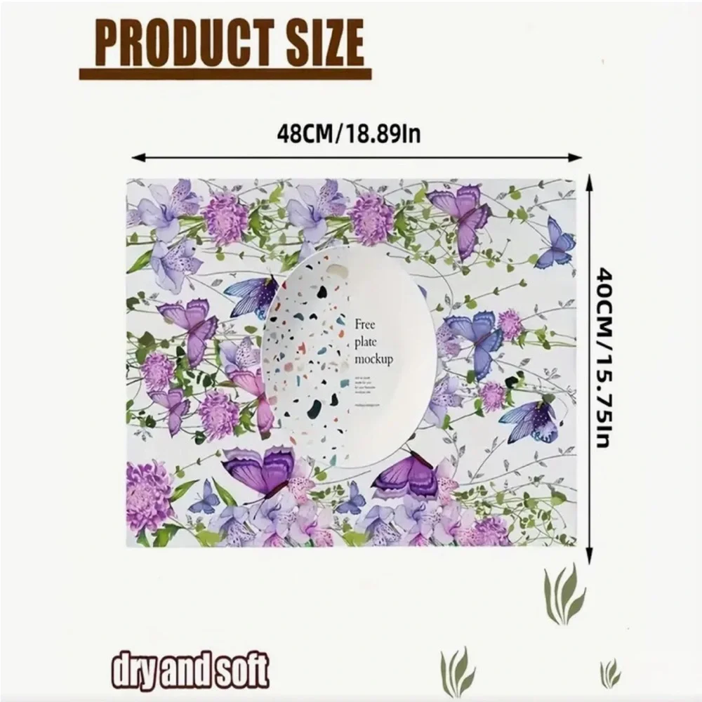 One Purple Butterfly Microfiber Oblong Hand Guest Towel